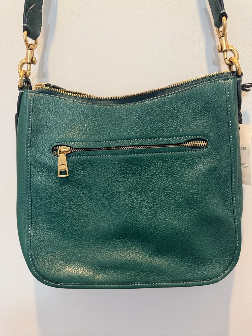 Coach Green Pebble Leather Turnlock Crossbody - Picture 4 of 9